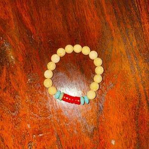 Beaded Bracelet with Red and Blue Accents